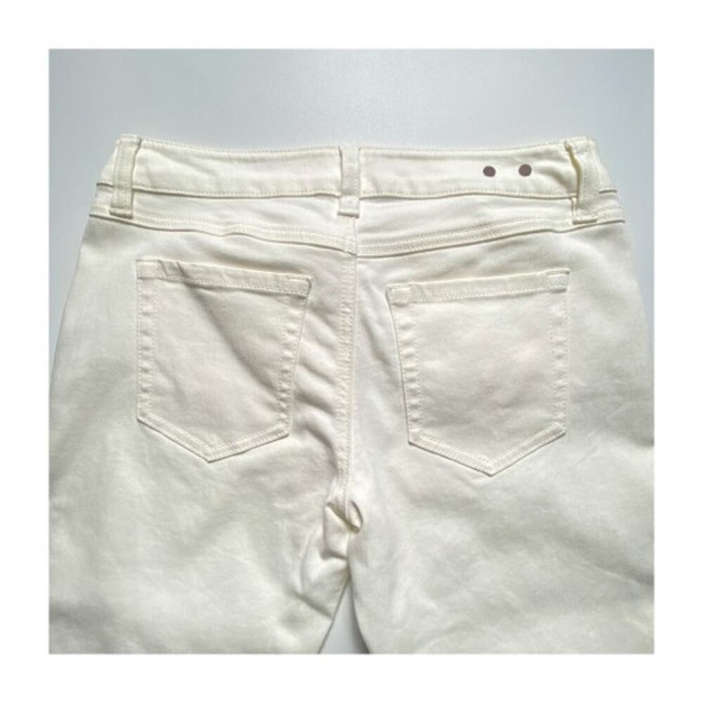 Cabi Slim Boyfriend Jeans Women 2 Cream Floral Embroidered Stretch - Picture 7 of 12